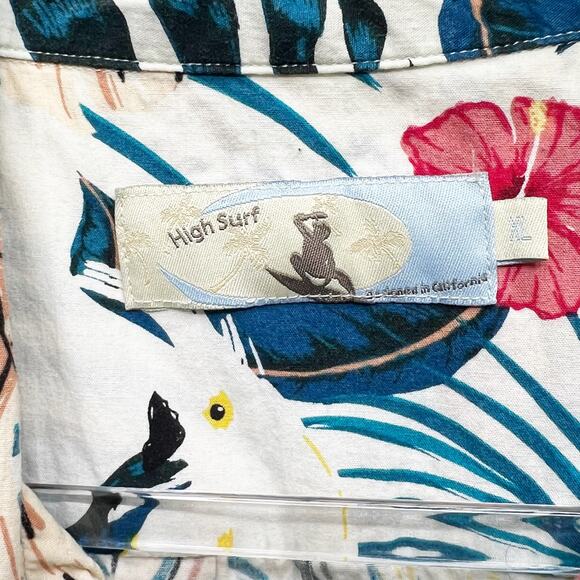 HIGH SURF Tropical Hawaiian Aloha Button Down Shirt Short Sleeve Mens Size XL - Picture 7 of 12
